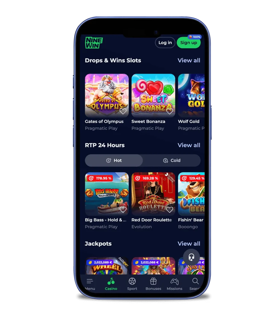 NineWin Casino UK Website With Slots And 375 Welcome Bonus
